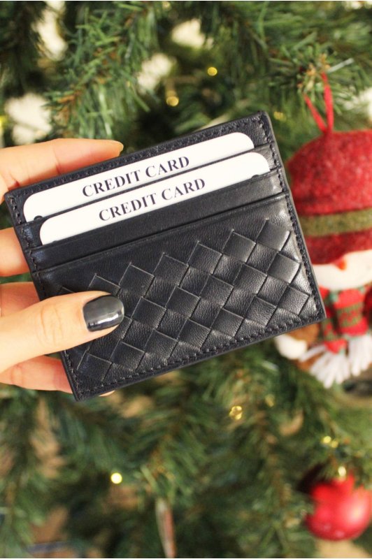 Unisex Lacivert Hakiki Deri Kartlık