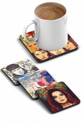 12 Adet Yeşilçam, Nostaljik, Dekoratif Bardak Altlığı