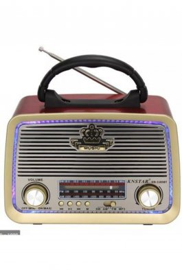 Şarjlı Retro Ahşap Radyo